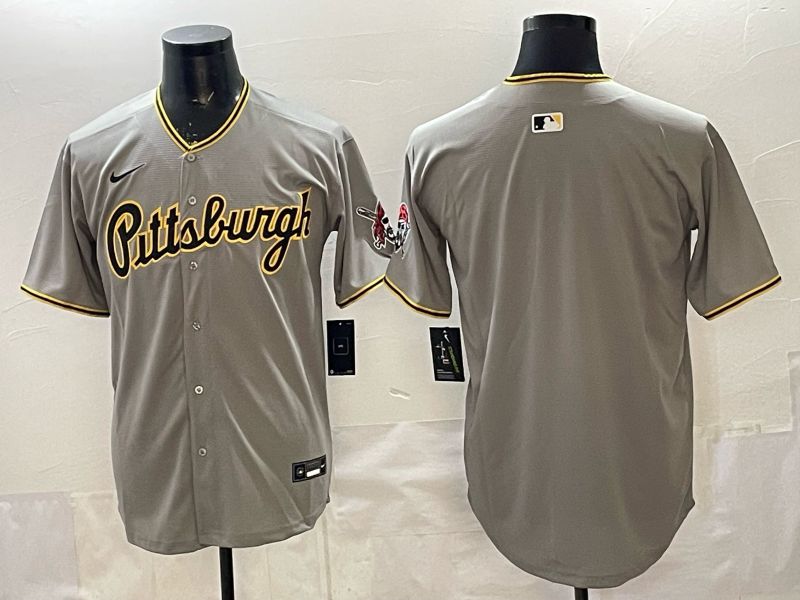 Men Pittsburgh Pirates Blank Grey Game 2026 Nike MLB Jersey style 001